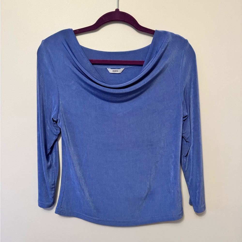 Blue Cowl Neck Y2K top